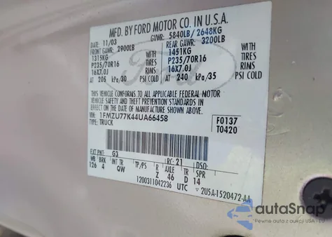 2004 Ford Explorer Sport Trac Adrenalin/Xls/Xlt from USA, damaged, VIN 1FMZU77K44UA66458